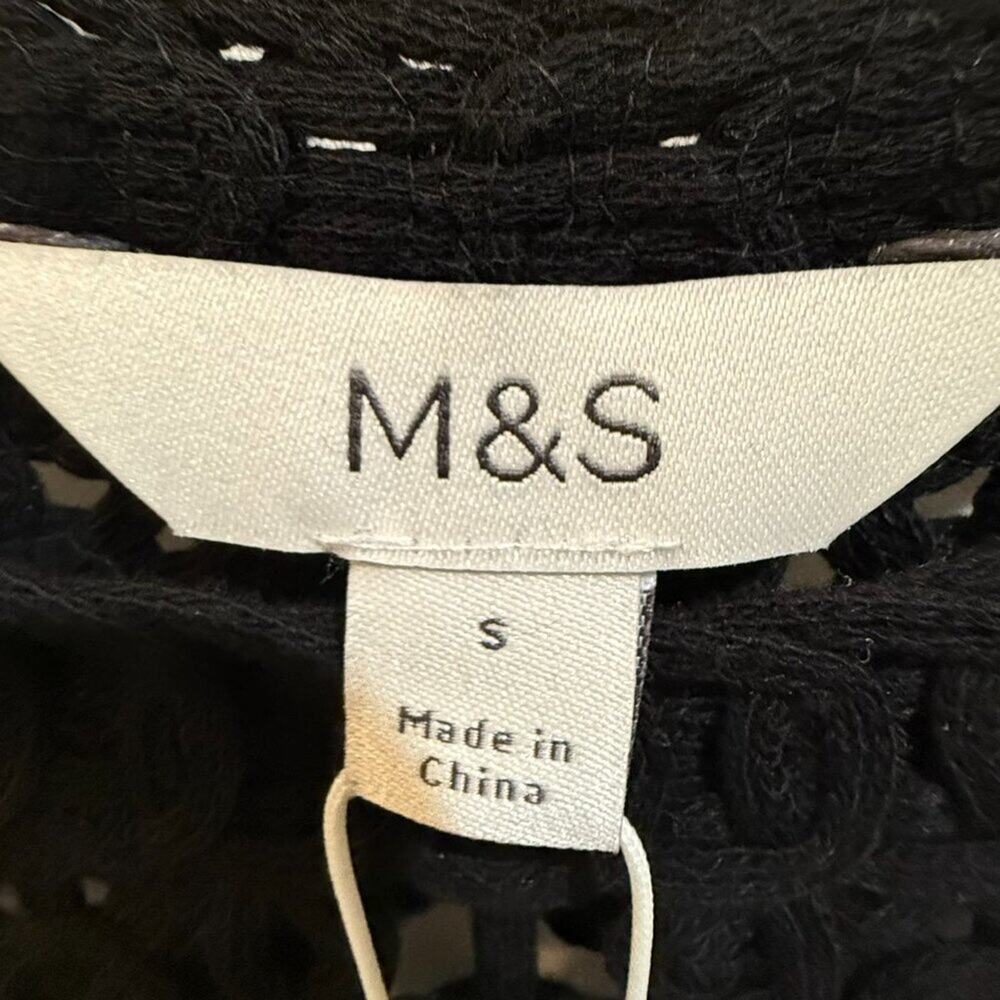 Marks & Spencer Black Crochet Dress Size S NWT — Boho, Festival, Beach, Coverup - Picture 4 of 8